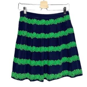 J.Crew 100% Silk Beanstalk Striped Pleated Skirt